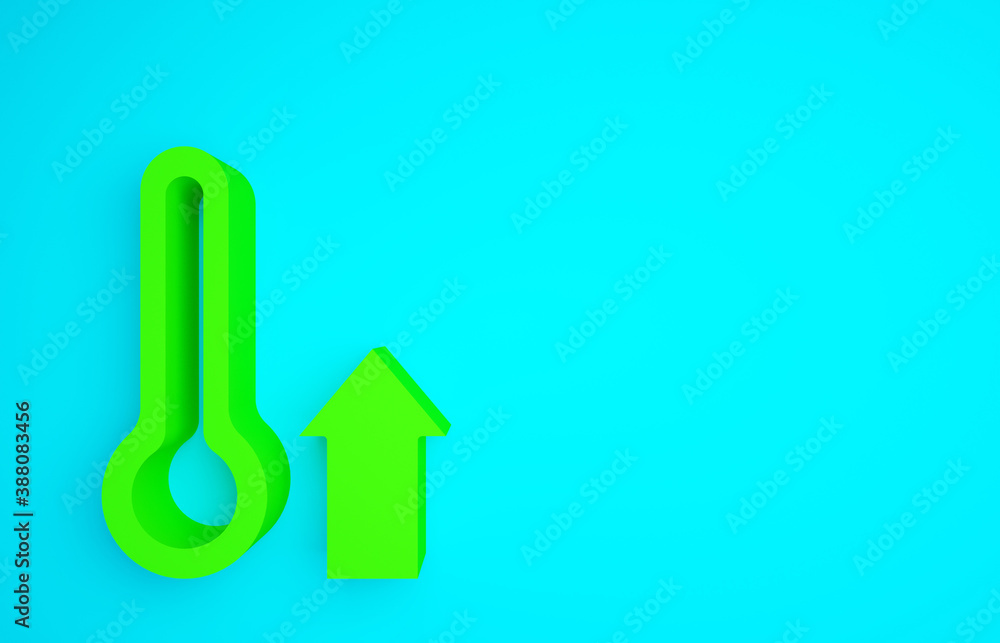 Green Meteorology thermometer measuring icon isolated on blue background. Thermometer equipment show