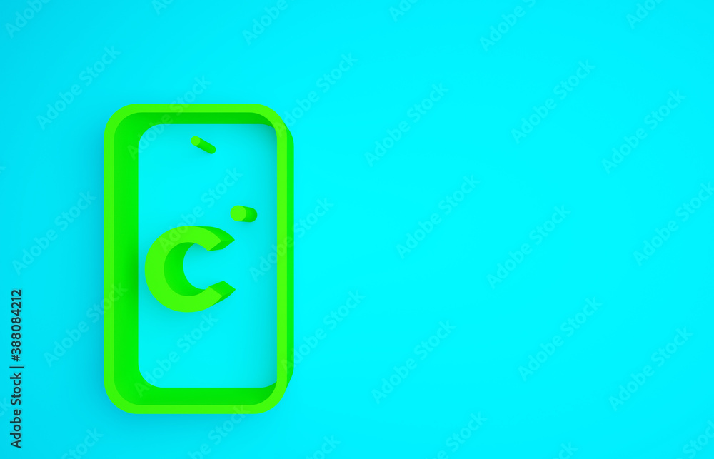 Green Celsius icon isolated on blue background. Minimalism concept. 3d illustration 3D render.