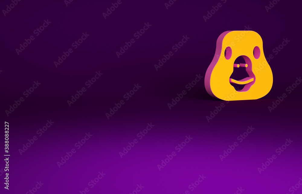 Orange Goose bird icon isolated on purple background. Animal symbol. Minimalism concept. 3d illustra