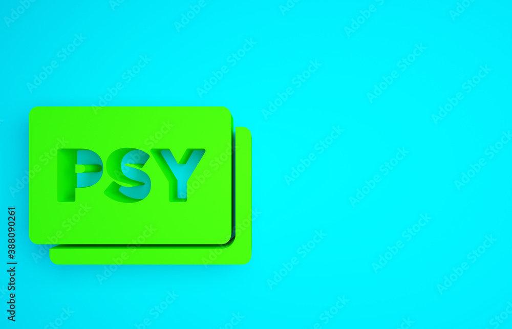 Green Psychology icon isolated on blue background. Psi symbol. Mental health concept, psychoanalysis