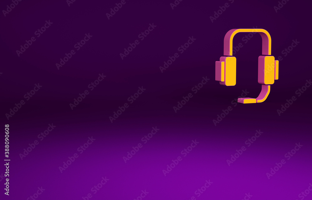 Orange Online psychological counseling distance icon isolated on purple background. Psychotherapy, p