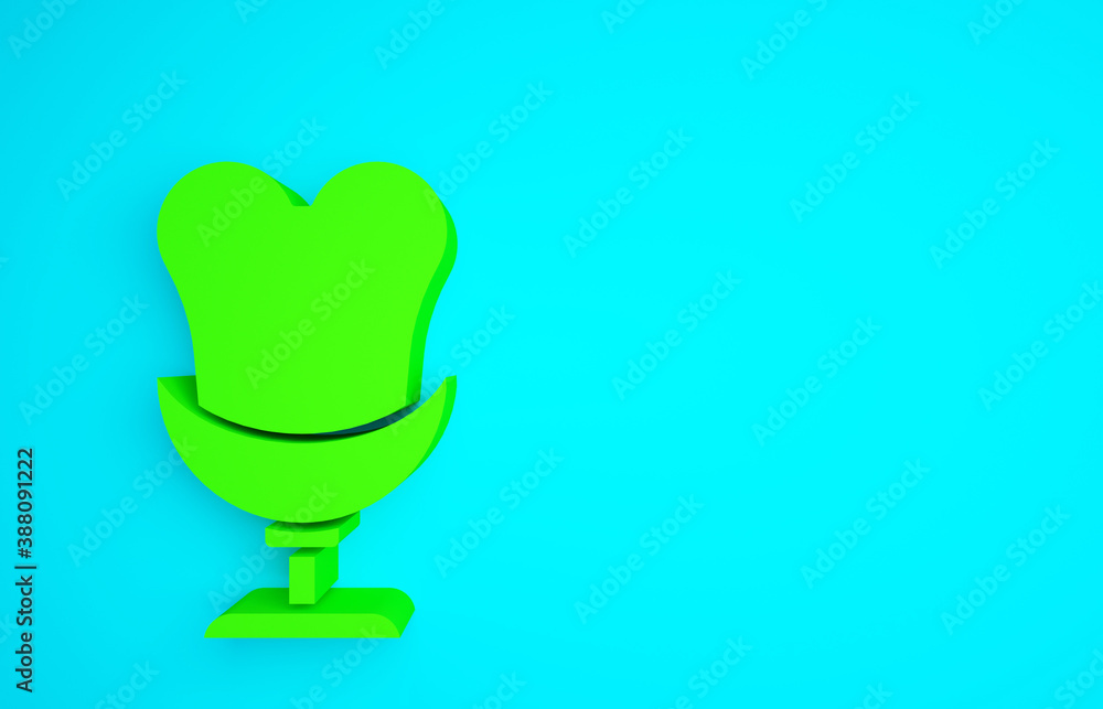 Green Armchair icon isolated on blue background. Minimalism concept. 3d illustration 3D render.