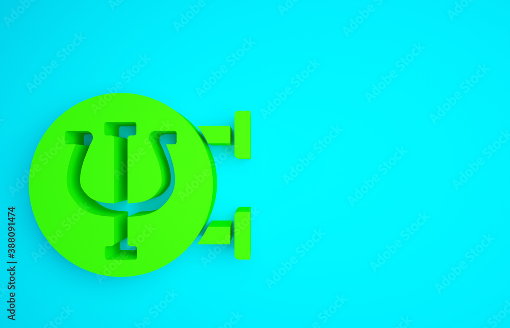 Green Psychology icon isolated on blue background. Psi symbol. Mental health concept, psychoanalysis