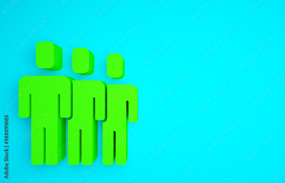 Green Users group icon isolated on blue background. Group of people icon. Business avatar symbol - u