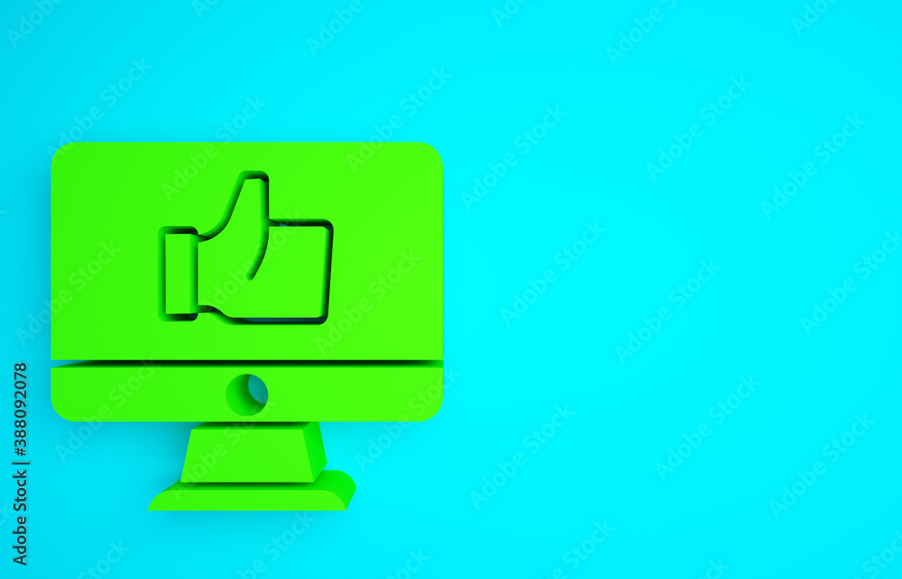 Green Hand like icon isolated on blue background. Minimalism concept. 3d illustration 3D render.