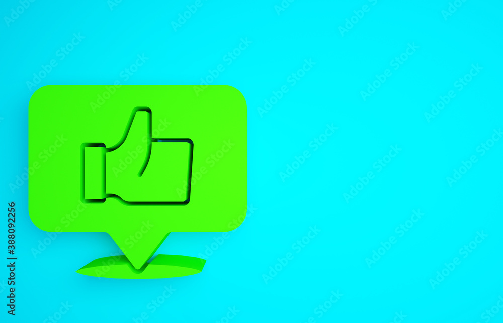 Green Hand like icon isolated on blue background. Minimalism concept. 3d illustration 3D render.