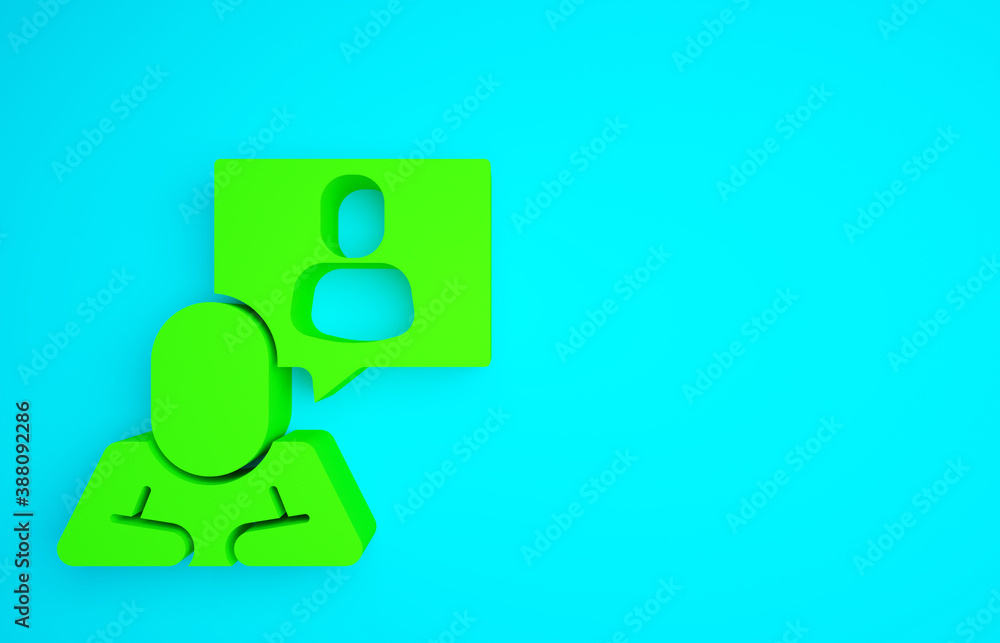 Green Head hunting icon isolated on blue background. Business target or Employment sign. Human resou