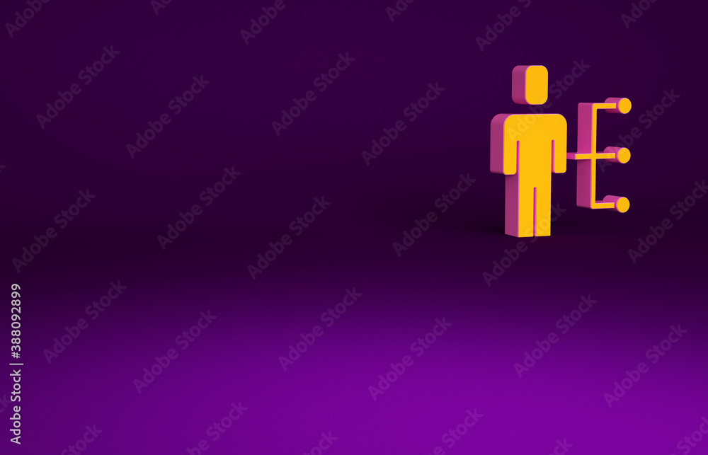 Orange User of man in business suit icon isolated on purple background. Business avatar symbol user 