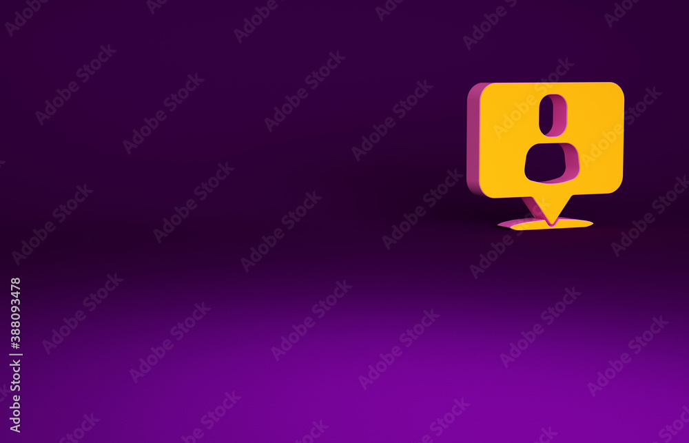 Orange Head hunting icon isolated on purple background. Business target or Employment sign. Human re