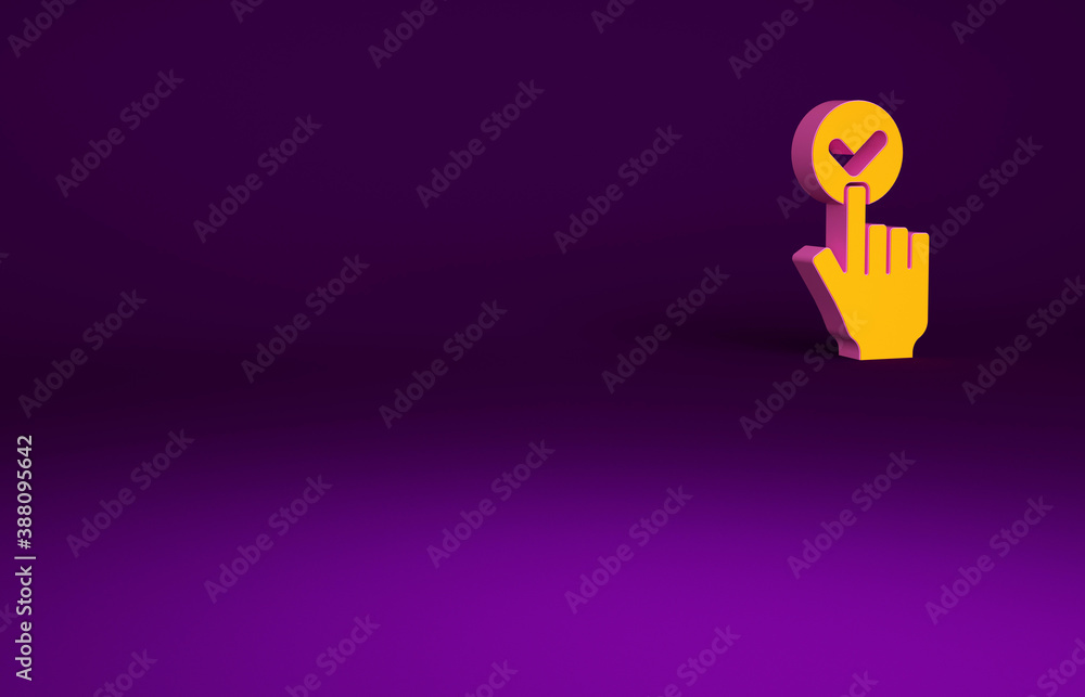 Orange Online ordering and fast food delivery icon isolated on purple background. Burger sign. Minim