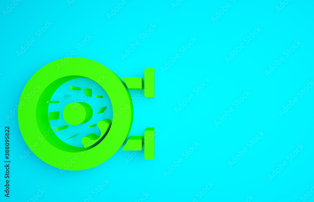 Green Donut with sweet glaze icon isolated on blue background. Minimalism concept. 3d illustration 3