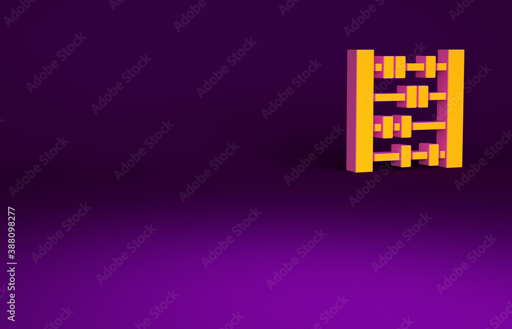 Orange Abacus icon isolated on purple background. Traditional counting frame. Education sign. Mathem