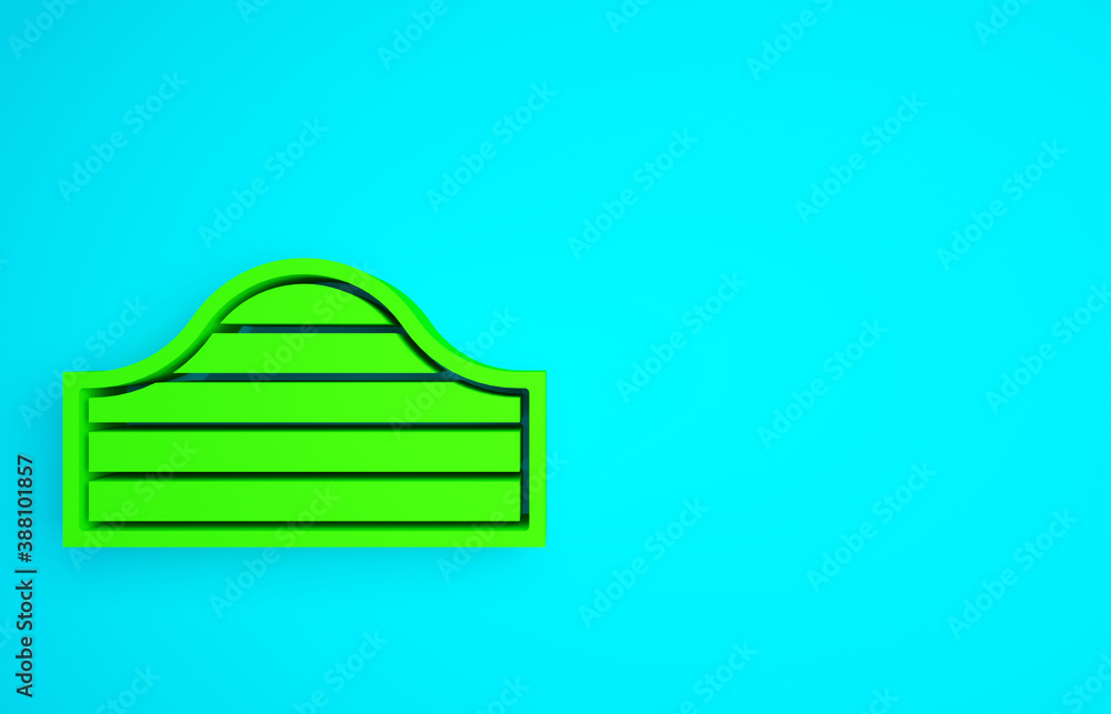 Green Old western swinging saloon door icon isolated on blue background. Minimalism concept. 3d illu