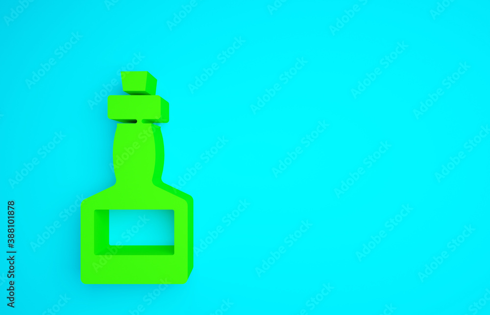 Green Tabasco sauce icon isolated on blue background. Chili cayenne spicy pepper sauce. Minimalism c