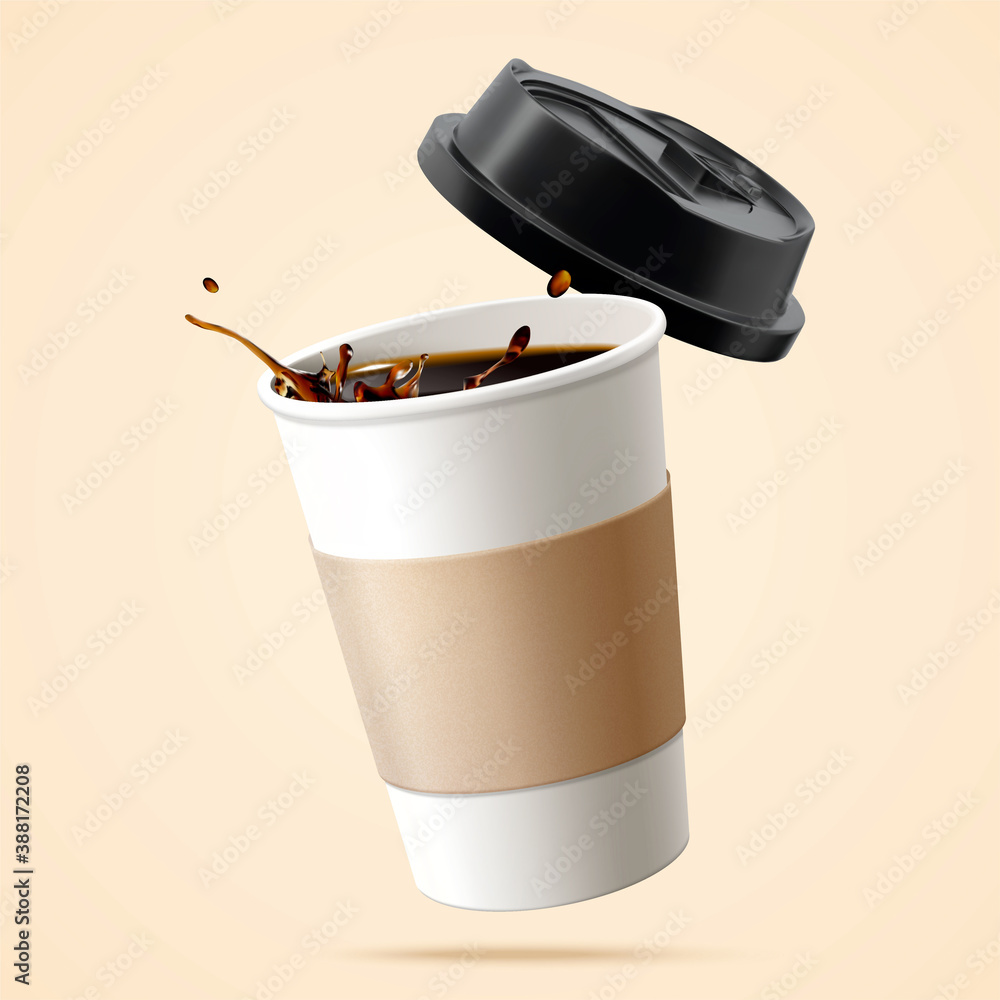 Black coffee in disposable cup