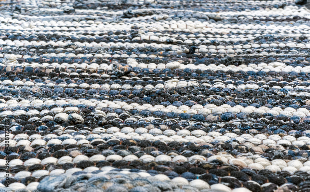 A striped homespun rug texture.