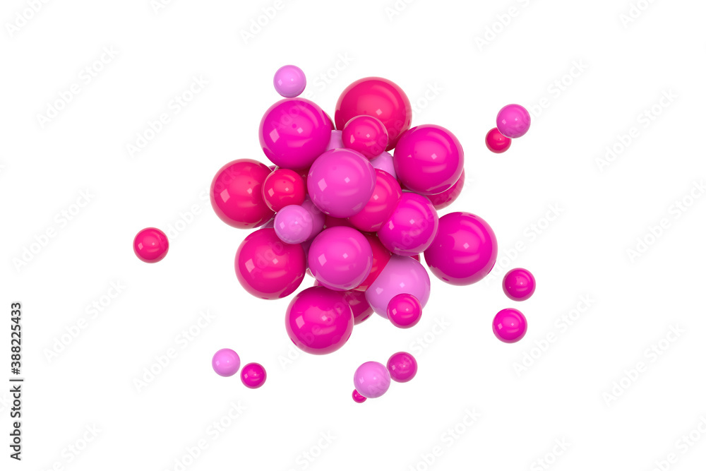 Pink spheres gather together, 3d rendering.