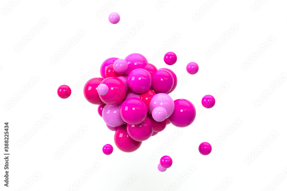 Pink spheres gather together, 3d rendering.