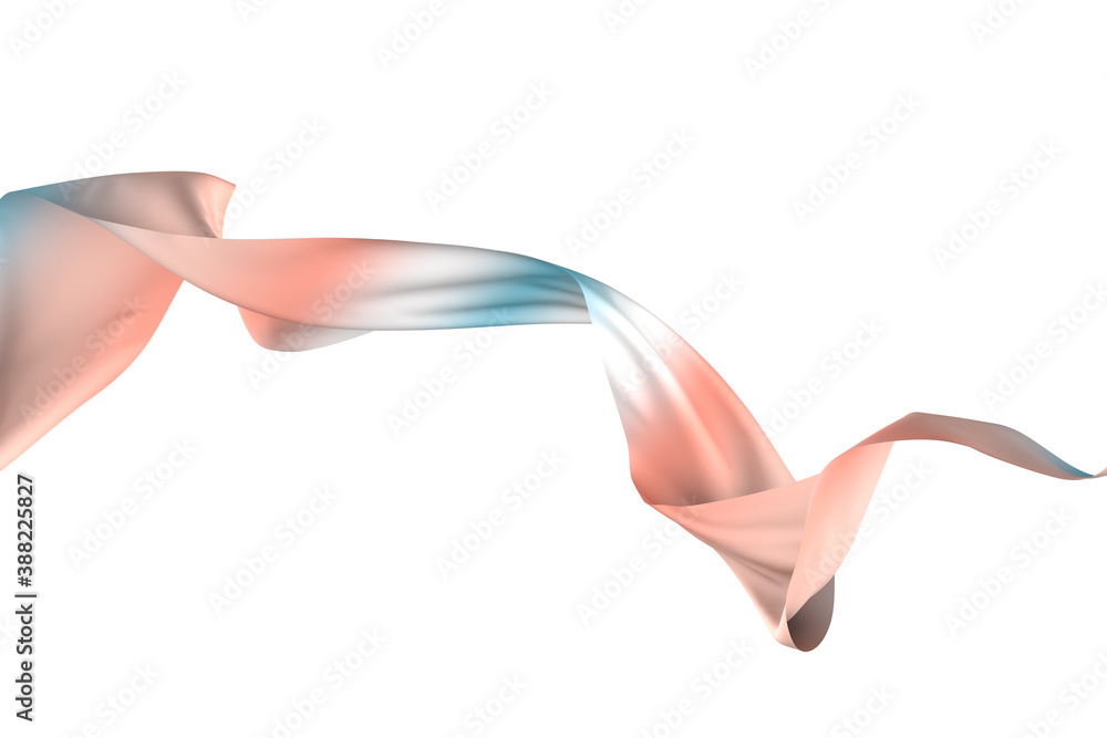 Flowing cloth with white background, 3d rendering.