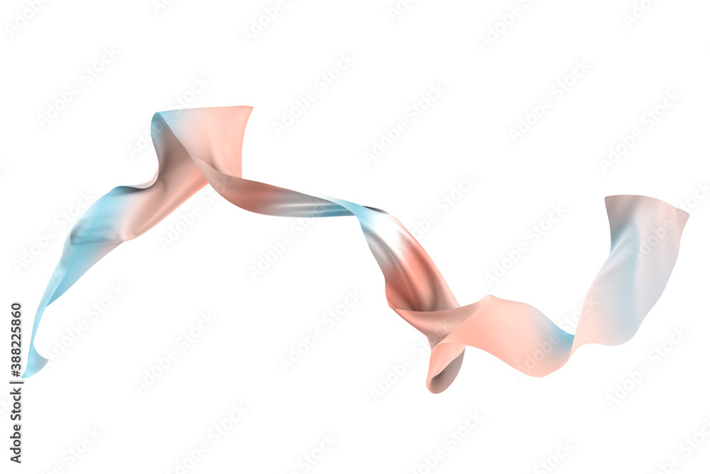 Flowing cloth with white background, 3d rendering.