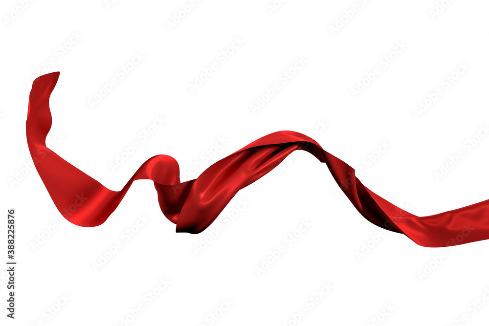 Flowing cloth with white background, 3d rendering.