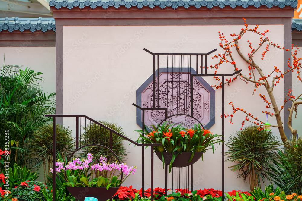 balcony with flowers and plants