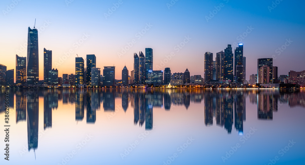 Qingdao coastline architectural landscape skyline panorama