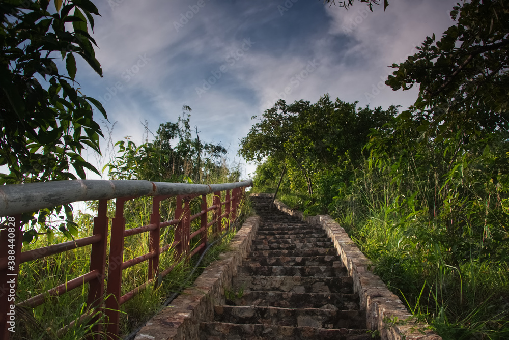 Cement pathway to hill top