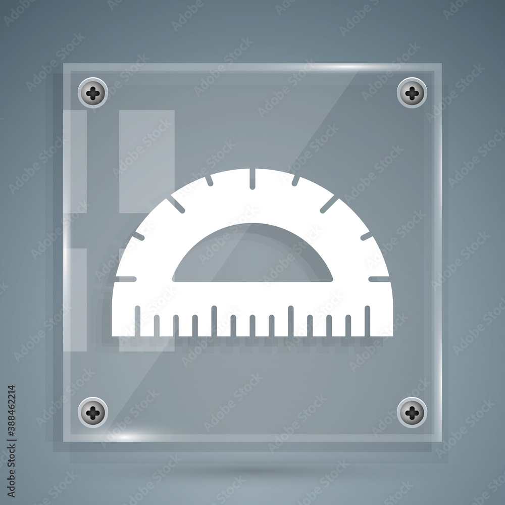 White Protractor grid for measuring degrees icon isolated on grey background. Tilt angle meter. Meas