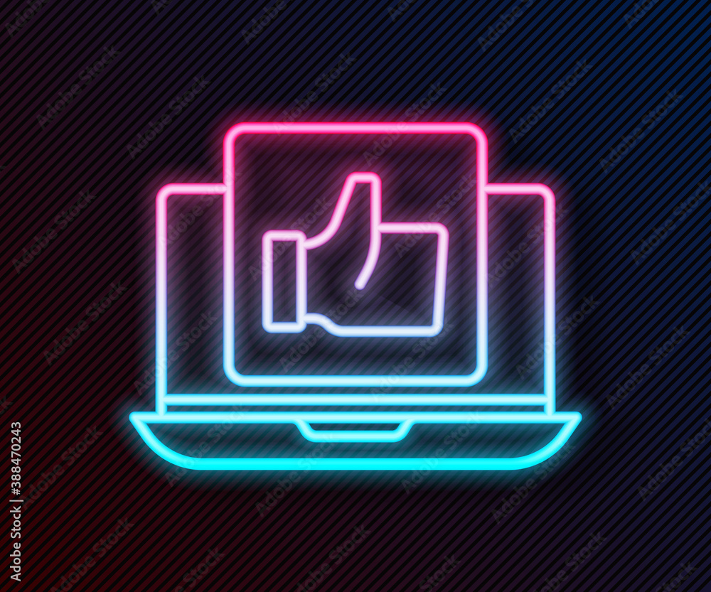 Glowing neon line Hand like icon isolated on black background. Vector.