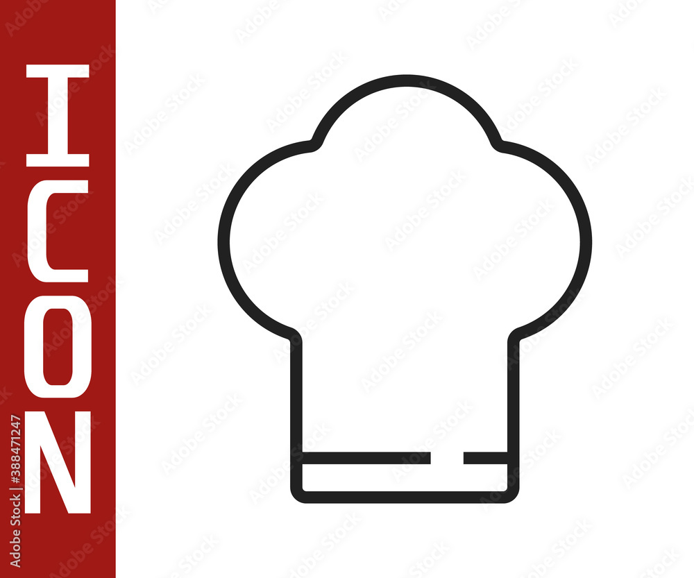 Black line Chef hat icon isolated on white background. Cooking symbol. Cooks hat. Vector.