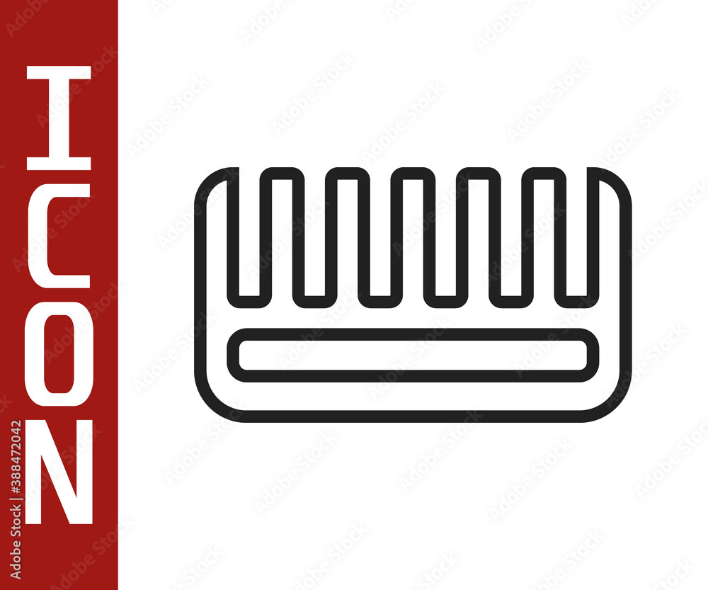 Black line Hairbrush icon isolated on white background. Comb hair sign. Barber symbol. Vector.