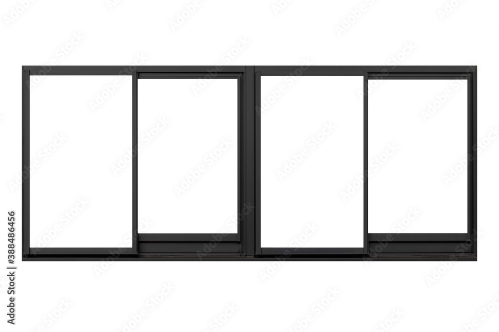 Vintage black metal window frame isolaed on a white background