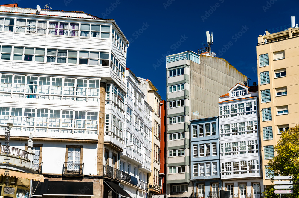 Traditional architecture in A Coruna, Spain