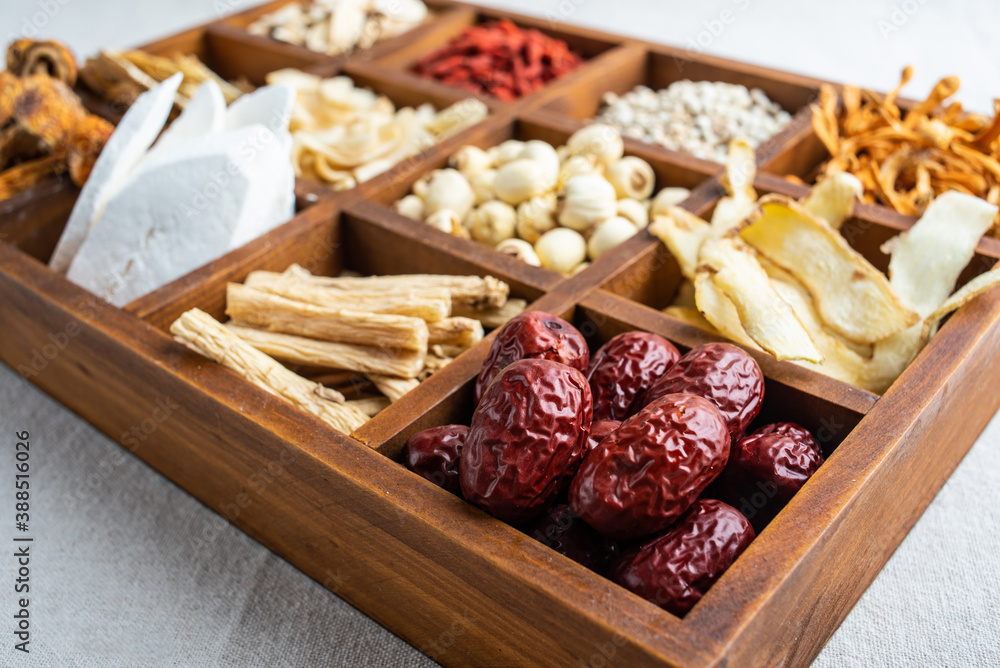 Chinese traditional nourishing soup ingredients