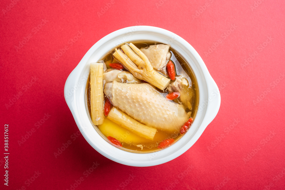 Chinese Traditional Nourishing Soup Codonopsis and Wolfberry Stewed Chicken Soup