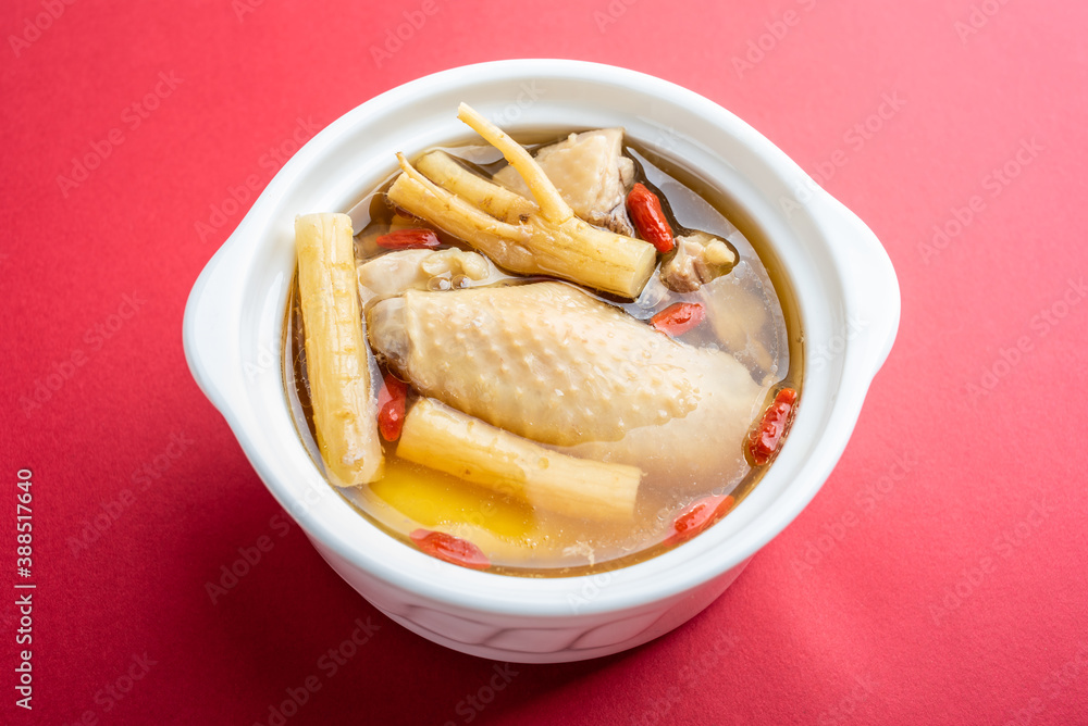 Chinese Traditional Nourishing Soup Codonopsis and Wolfberry Stewed Chicken Soup