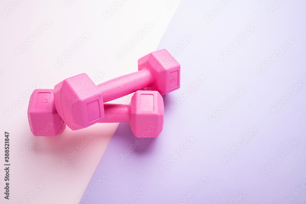 Fashion pink fitness equipment dumbbells