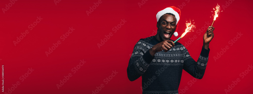 Man celebrating Christmas eve