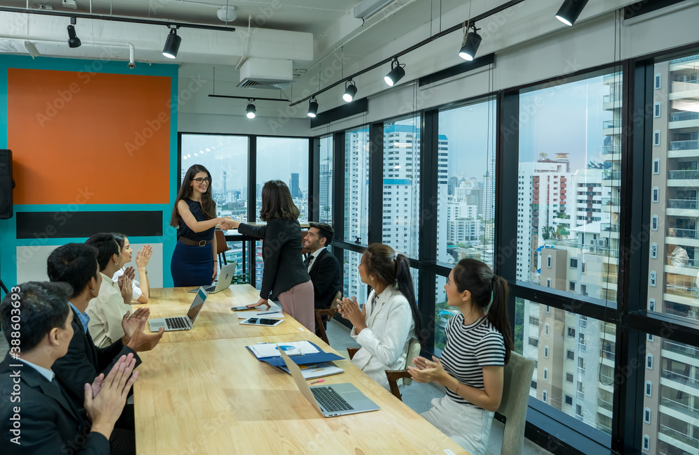 Business people shaking hands,Finishing up a meeting,Teamwork and success concept.