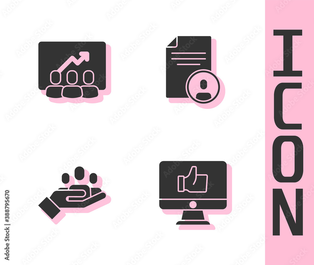 Set Hand like, Project team base, for search people and Resume icon. Vector.