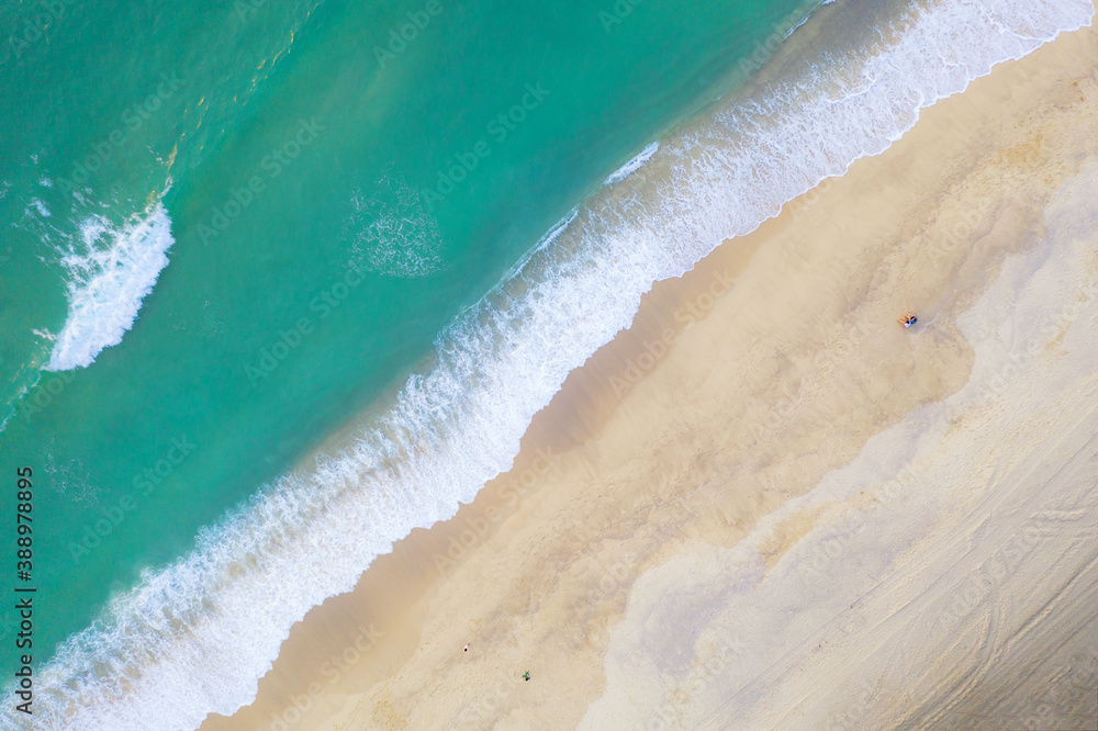 Top view aerial image from drone of an stunning beautiful sea landscape beach with turquoise water i