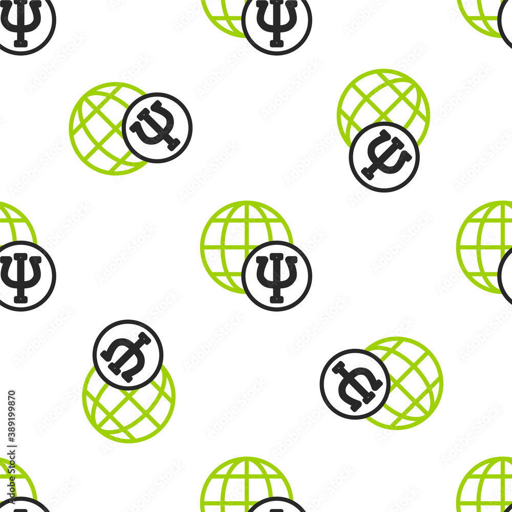 Line Psychology icon isolated seamless pattern on white background. Psi symbol. Mental health concep