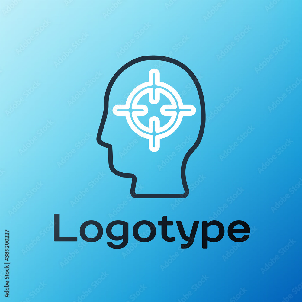 Line Finding a problem in psychology icon isolated on blue background. Colorful outline concept. Vec