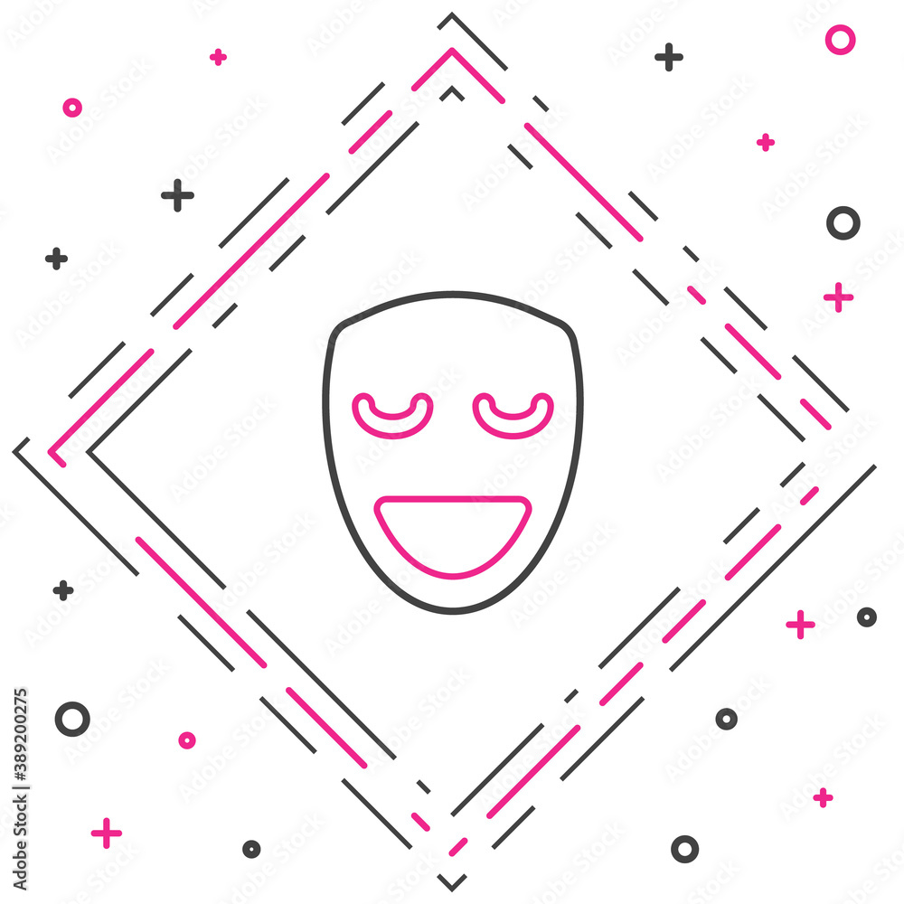 Line Comedy theatrical mask icon isolated on white background. Colorful outline concept. Vector.