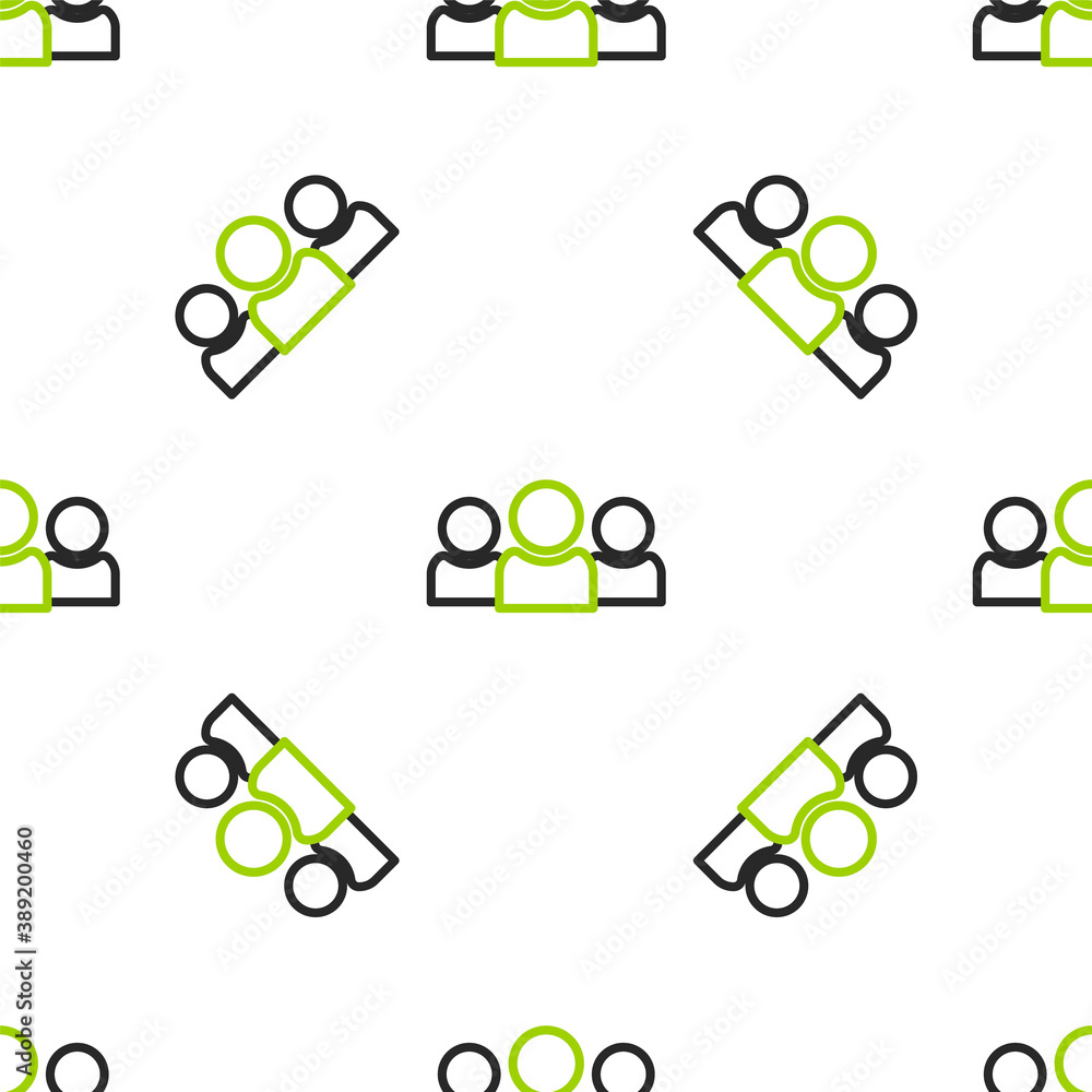 Line Users group icon isolated seamless pattern on white background. Group of people icon. Business 