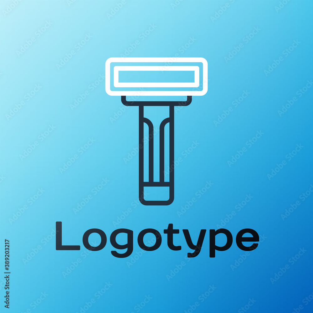 Line Shaving razor icon isolated on blue background. Colorful outline concept. Vector.