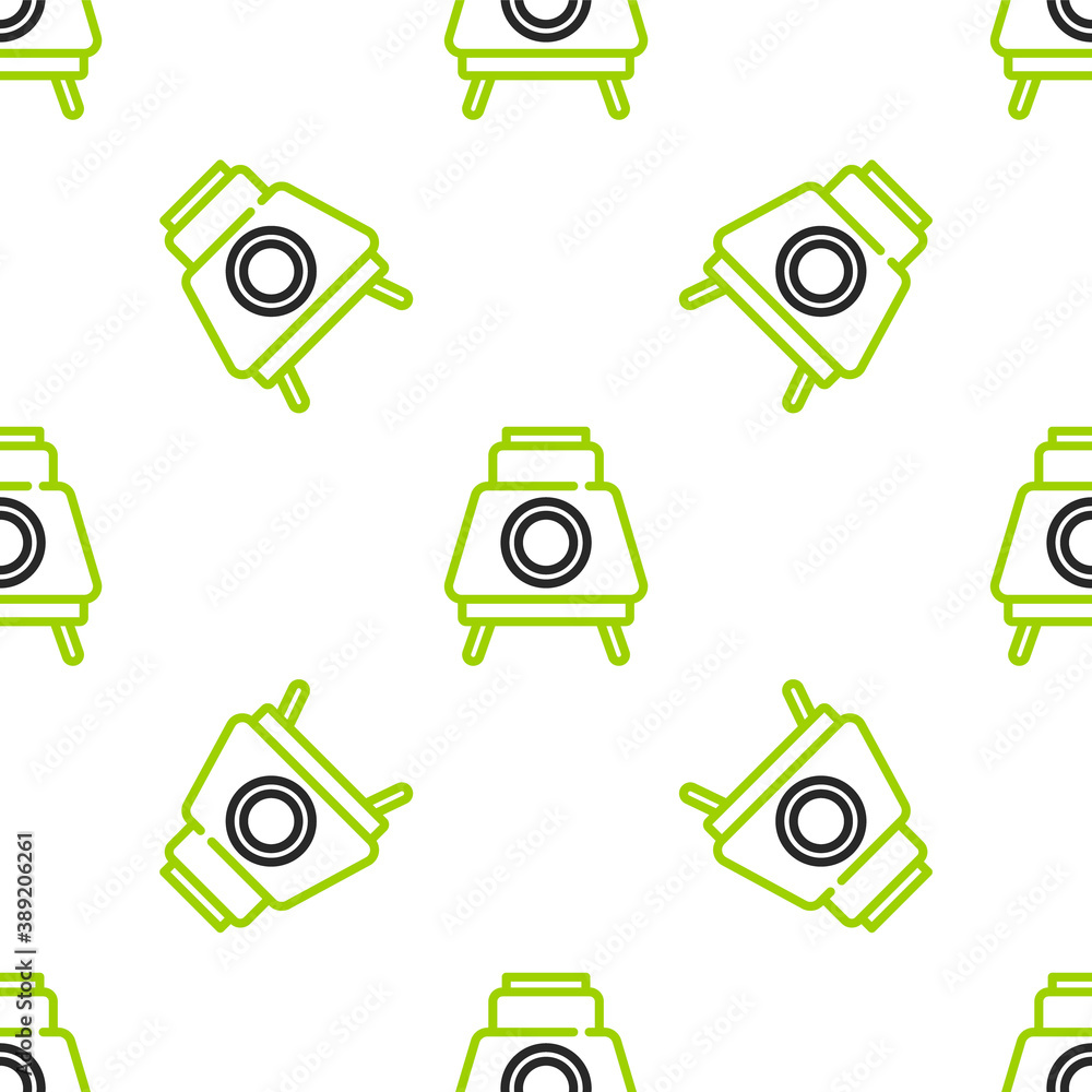 Line Mars rover icon isolated seamless pattern on white background. Space rover. Moonwalker sign. Ap