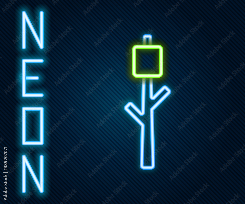 Glowing neon line Marshmallow on stick icon isolated on black background. Colorful outline concept. 