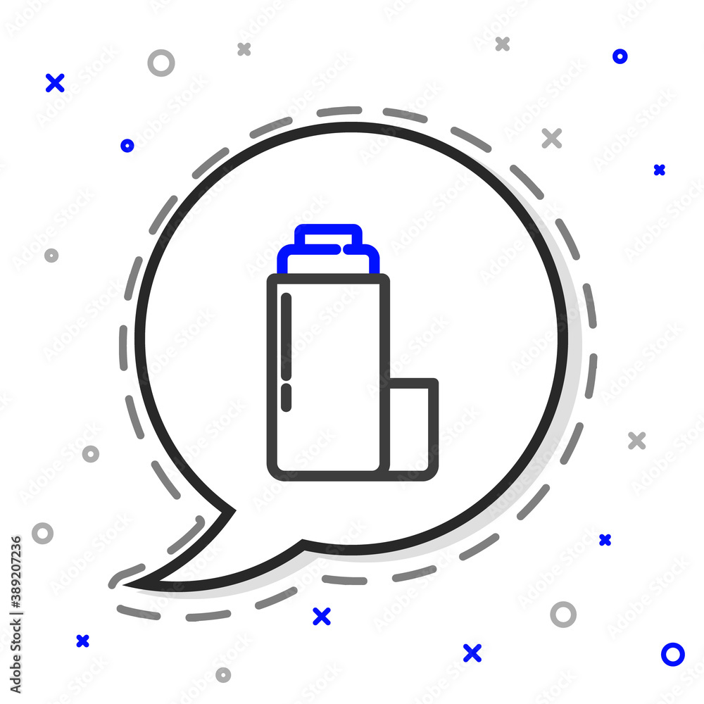 Line Thermos container icon isolated on white background. Thermo flask icon. Camping and hiking equi